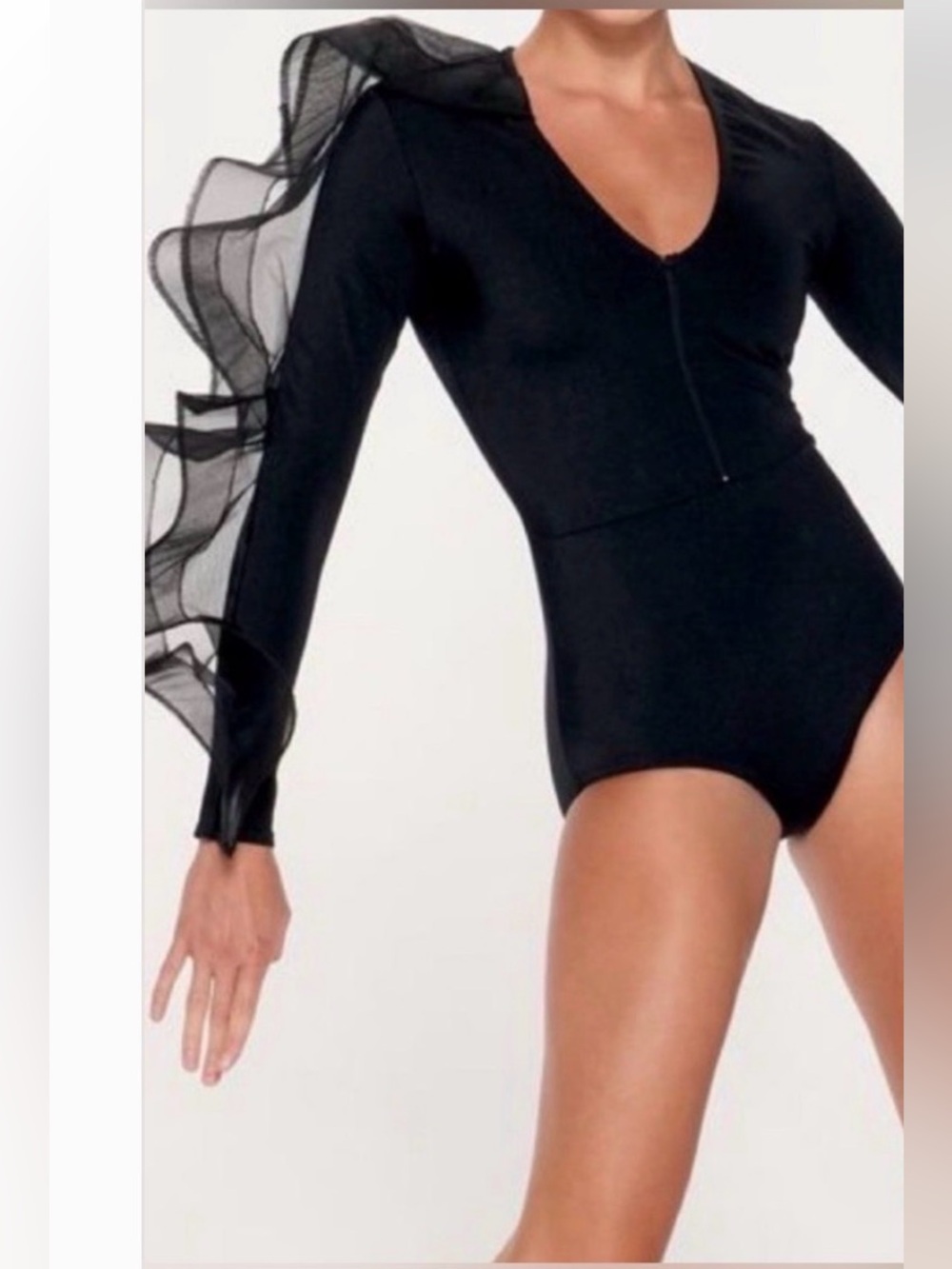 Rare Kelle competition dance solo costume black long one sleeve jazz MC child